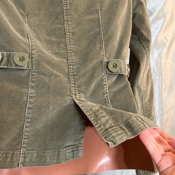 Tailored, olive, corduroy, super stretch structured blazer, No Boundaries, Jr M - Picture 4 of 7